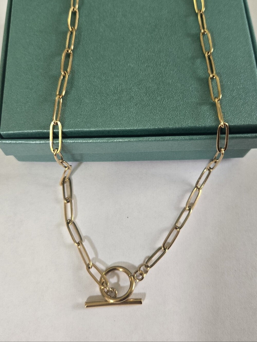 14kt Gold Plated Over Stainless Steel Paperclip Necklace